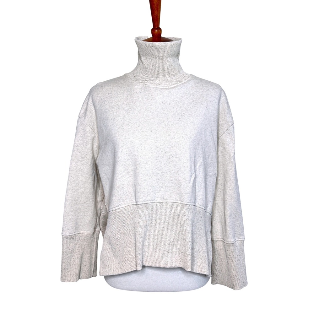 CLOSED Turtleneck French Terry Oversized Sweatshirt XS Organic Cotton Hemp Beige